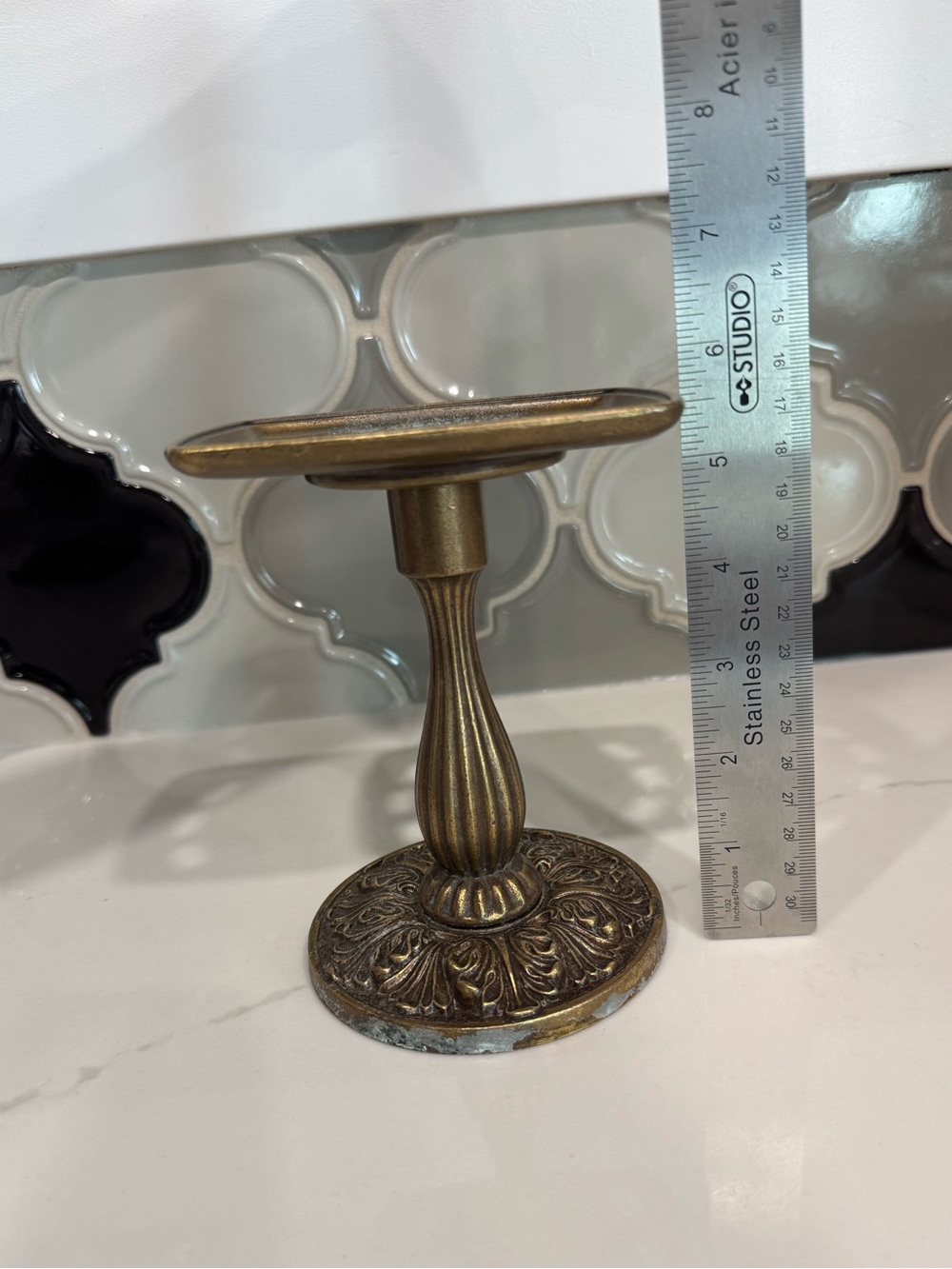 Ornate solid Brass Pedestal Soap Dish - Picture 2 of 9